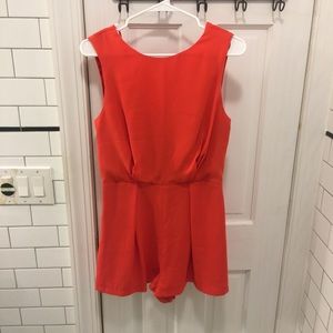 Topshop romper with sexy low back, red and lace